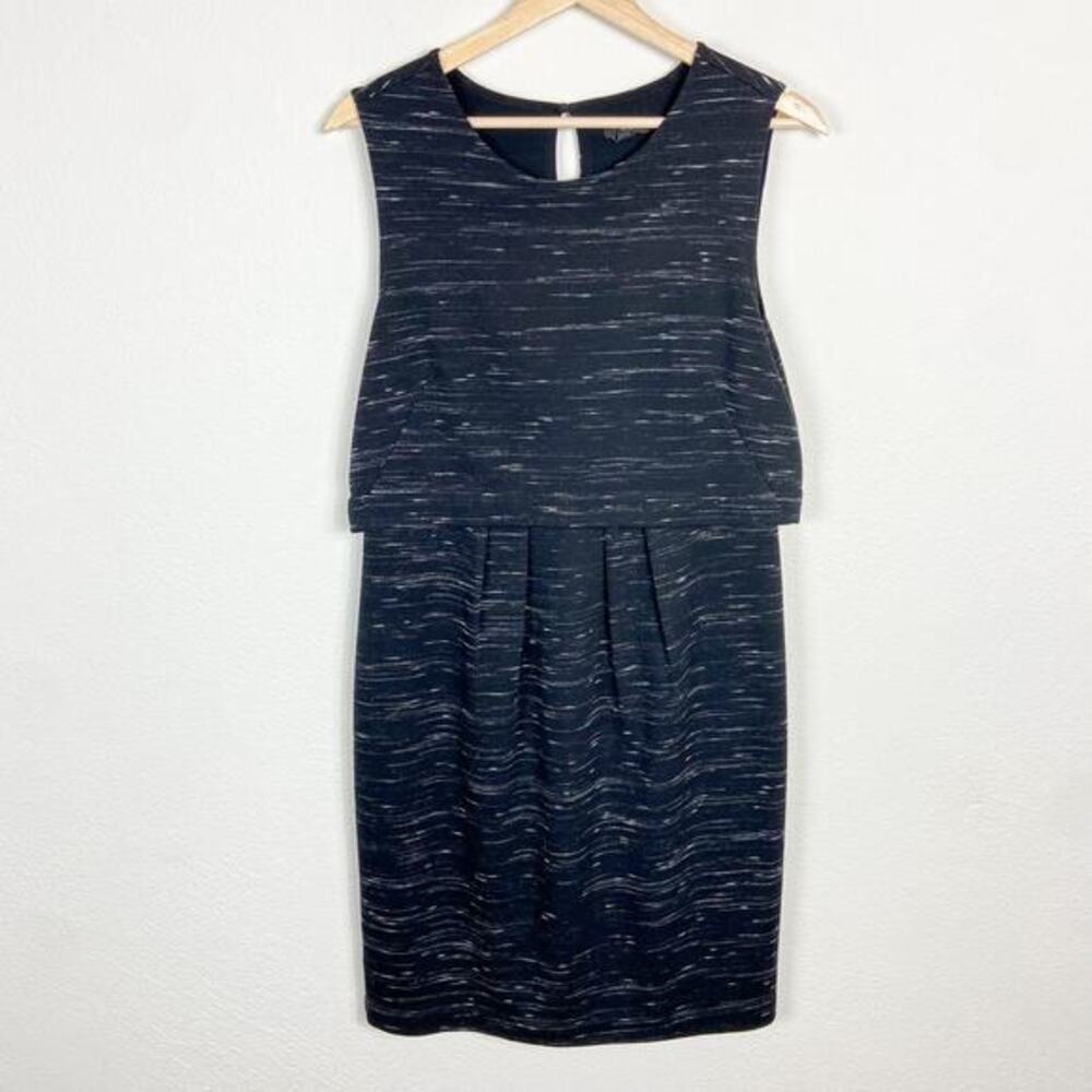 Ann‎ Taylor Knit Shift Dress 10 Charcoal Gray Black Spacedye